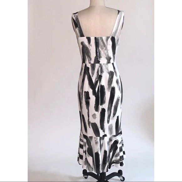 Authentic Dolce & Gabbana MIDI Trumpet Dress Brushstroke Print - Picture 7 of 11